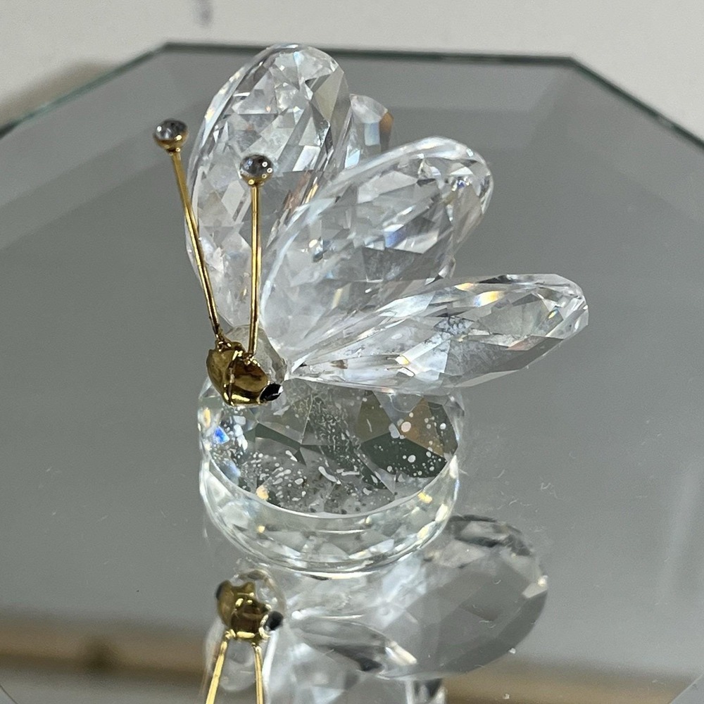 Swarovski Crystal Butterfly Figurine Mirrored Miniature Décor Gold Face Antennas